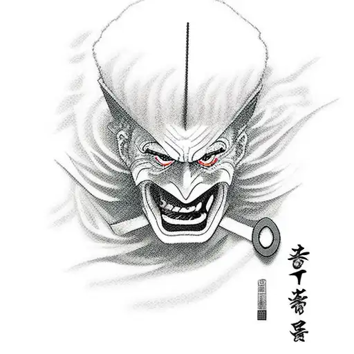 zorro japones comiendo ramen tattoo design idea