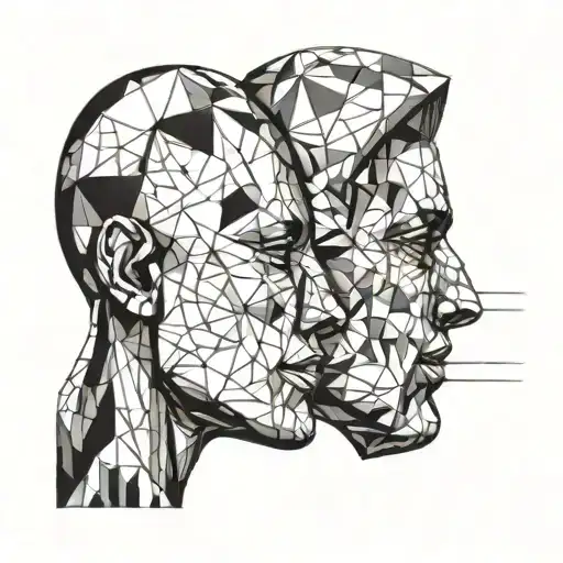 the profiles of two heads looking at each other side tattoo design idea