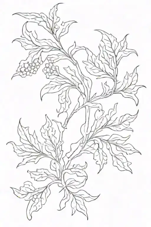no boarder bladder kelp leaves only tattoo design idea