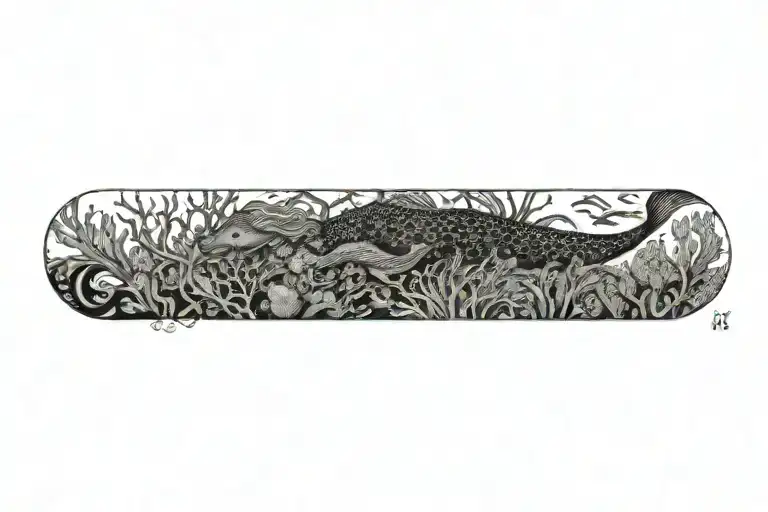 Catalina island kelp forest with a hidden mermaid  tattoo design idea