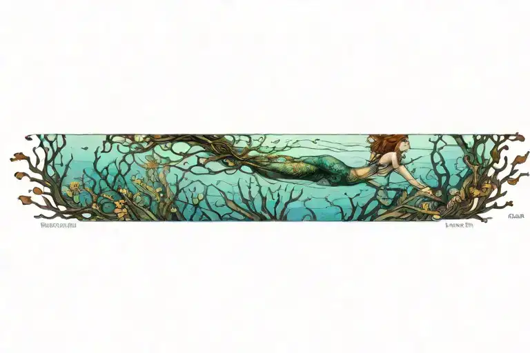 Catalina island kelp forest with a hidden mermaid  tattoo design idea