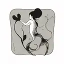 main subject is giant bladder kelp. no fish. tattoo design idea