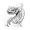 A majestic dragon perched on a stack of books, with dotwork patterns creating a sense of depth tattoo design idea