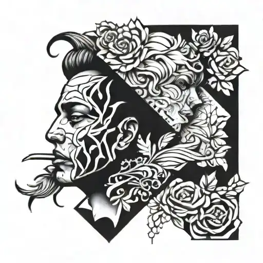 split personality tattoo design idea