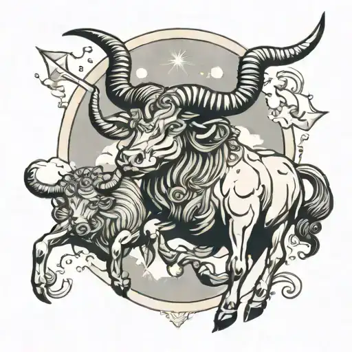 Taurus, Sagittarius, Aries, Capricorn in the sky male tattoo design idea