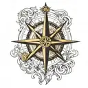 North Star nautical compass tattoo design idea