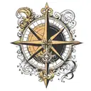 North Star nautical compass tattoo design idea