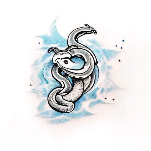 arm wrapped by a snake biting an apple tattoo design idea