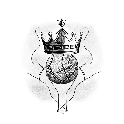 basketball with crown and banner tattoo design idea