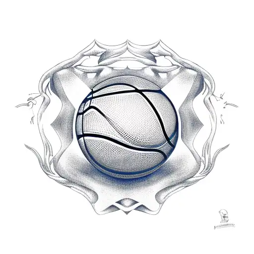 basketball with crown and banner tattoo design idea