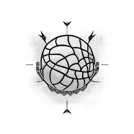 basketball with crown and banner tattoo design idea