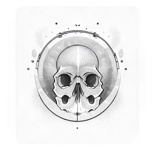 space oozing skull pentagram tattoo design idea