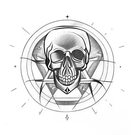 skull space pentagram oozing  tattoo design idea
