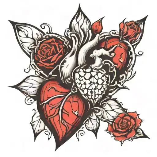 7 hearts and 2 diamonds under ripped skin tattoo design idea