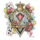 7 hearts and 2 diamonds playing cards tattoo design idea