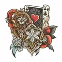 7 hearts and 2 diamonds playing cards tattoo design idea