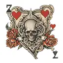 7 hearts and 2 diamonds playing cards under ripped skin tattoo design idea