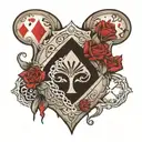 7 hearts and 2 diamonds playing cards under ripped skin tattoo design idea