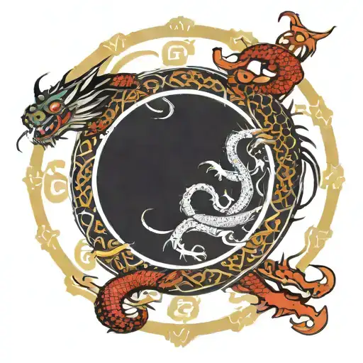 Ouroboros dragon in an alchemy circle tattoo design idea