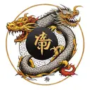 Ouroboros dragon in an alchemy circle tattoo design idea