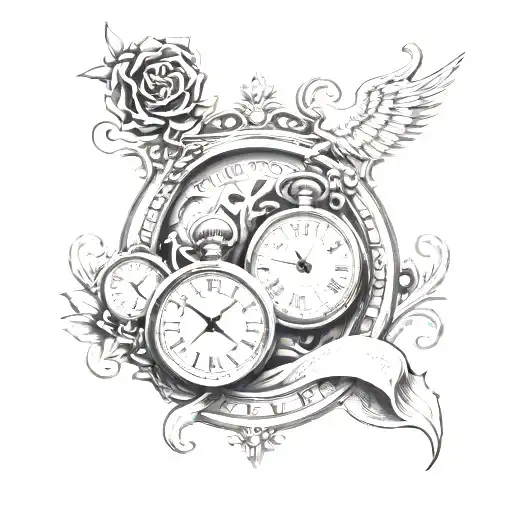 time, money, god tattoo design idea
