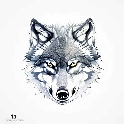 wolf with viking symbols tattoo design idea
