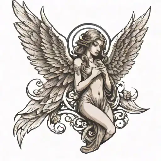 seraphim angel with 3 pairs of wings  tattoo design idea