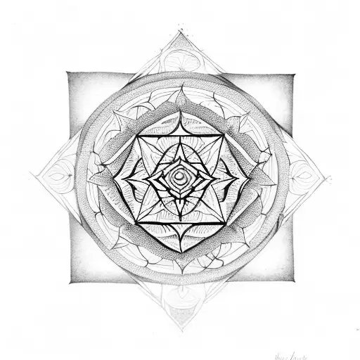 square yantra mandala lotus geometric tattoo design idea