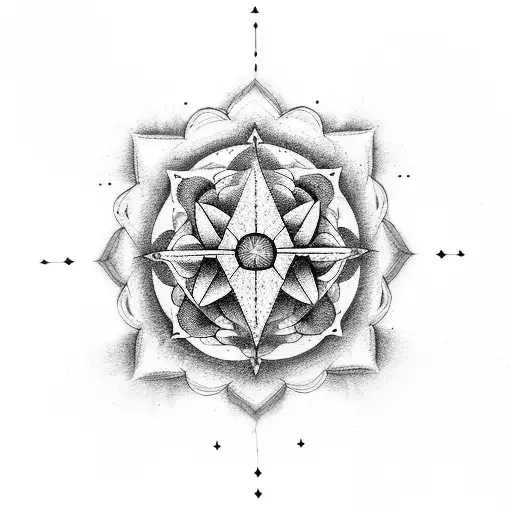 square mokhsha yantra mandala lotus geometric tattoo design idea