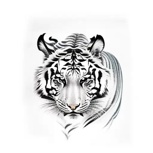 foo dog mixed with a tiger tattoo design idea