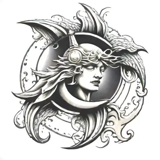 Crying crest moon tattoo design idea