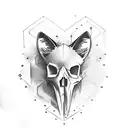 fox skull minkmalist style with foxglove flowers in background  tattoo design idea