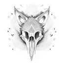 fox skull minkmalist style with foxglove flowers in background  tattoo design idea