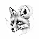 fox skull face forward with foxglove flowers  tattoo design idea