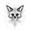 fox skull face with foxglove flowers around it tattoo design idea