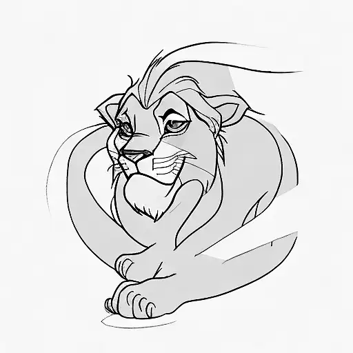 A minimalist tattoo of Simba from Lion King on it. tattoo design idea