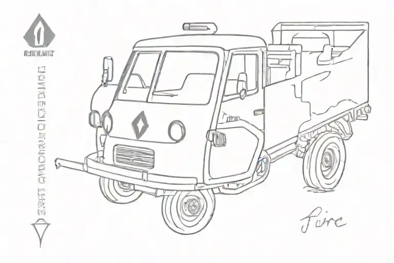 renault fire car tattoo design idea