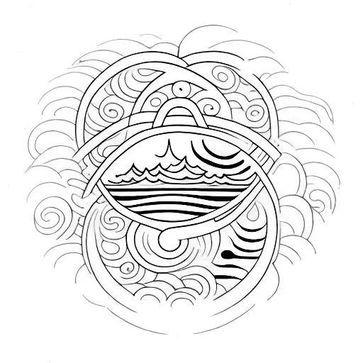 small tattoo that incorporates old traditional Maui style, ocean, symbolizes life, for male,  tattoo design idea