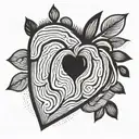 heart thumb print tattoo design idea