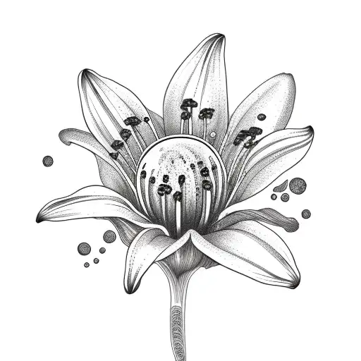 Lily flower with Pluto planet in background  tattoo design idea