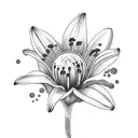 Lily flower with Pluto planet in background  tattoo design idea