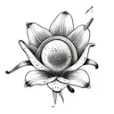Lily flower with Pluto planet in background  tattoo design idea