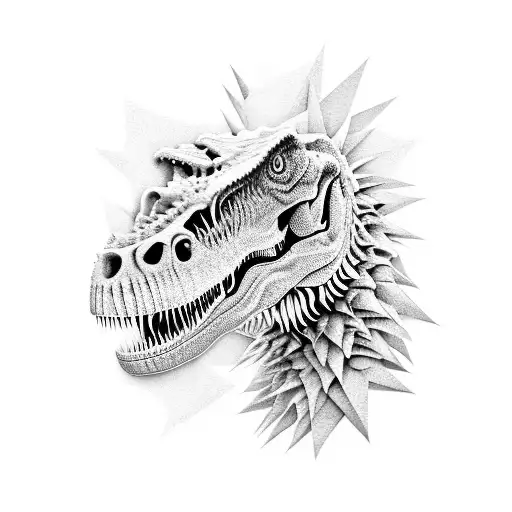A realistic Tyrannosaurus rex made entirely out of pineapples, with intricate details and shading tattoo design idea