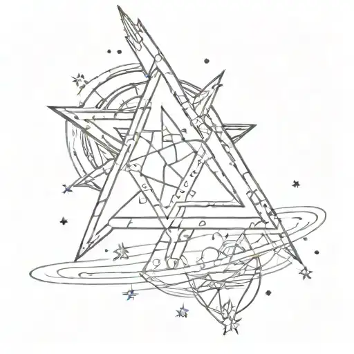 A sketch-style tattoo of the EXO logo incorporated into a galaxy background with shooting stars tattoo design idea