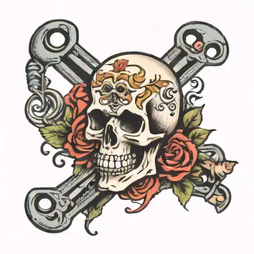 skull and amp death loud tattoo design idea