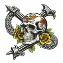 skull and amp death loud tattoo design idea