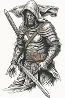 hooded warrior  tattoo design idea