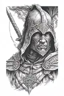hooded warrior  tattoo design idea
