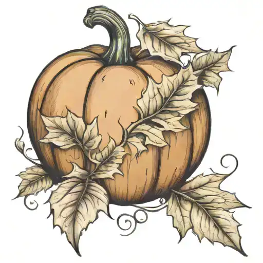 falling leaves pumpkin tattoo design idea