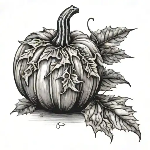 falling leaves pumpkin tattoo design idea